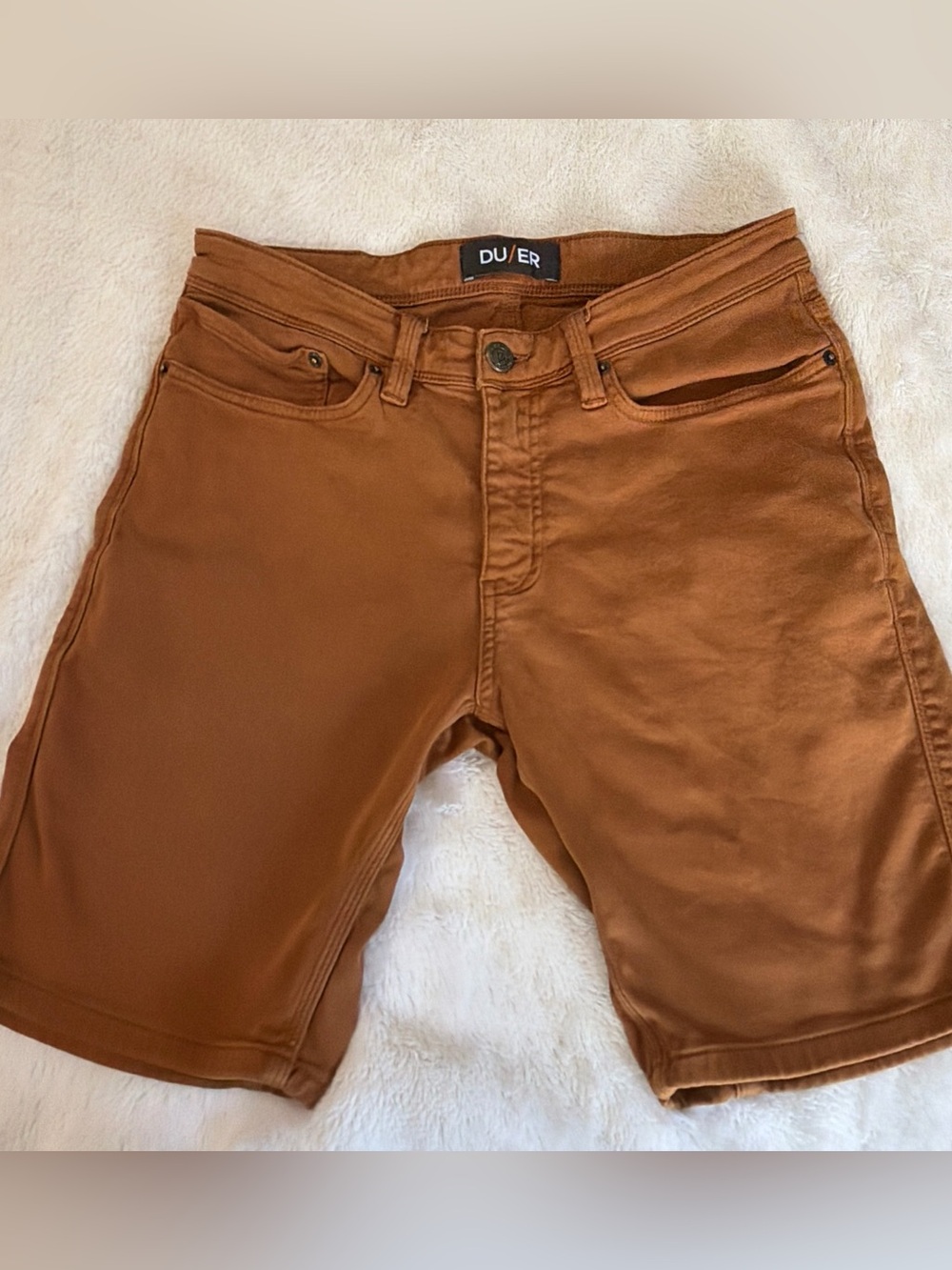 DU/ER N2X Slim Fit Shorts Size 32 Brown Stretch Performance Men's